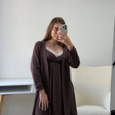 Комплект теплий сорочка та халат